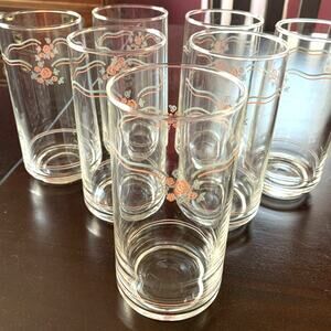 VTG Corelle Coordinates English Breakfast Drinking Glasses 14oz Tumblr Set Of 7